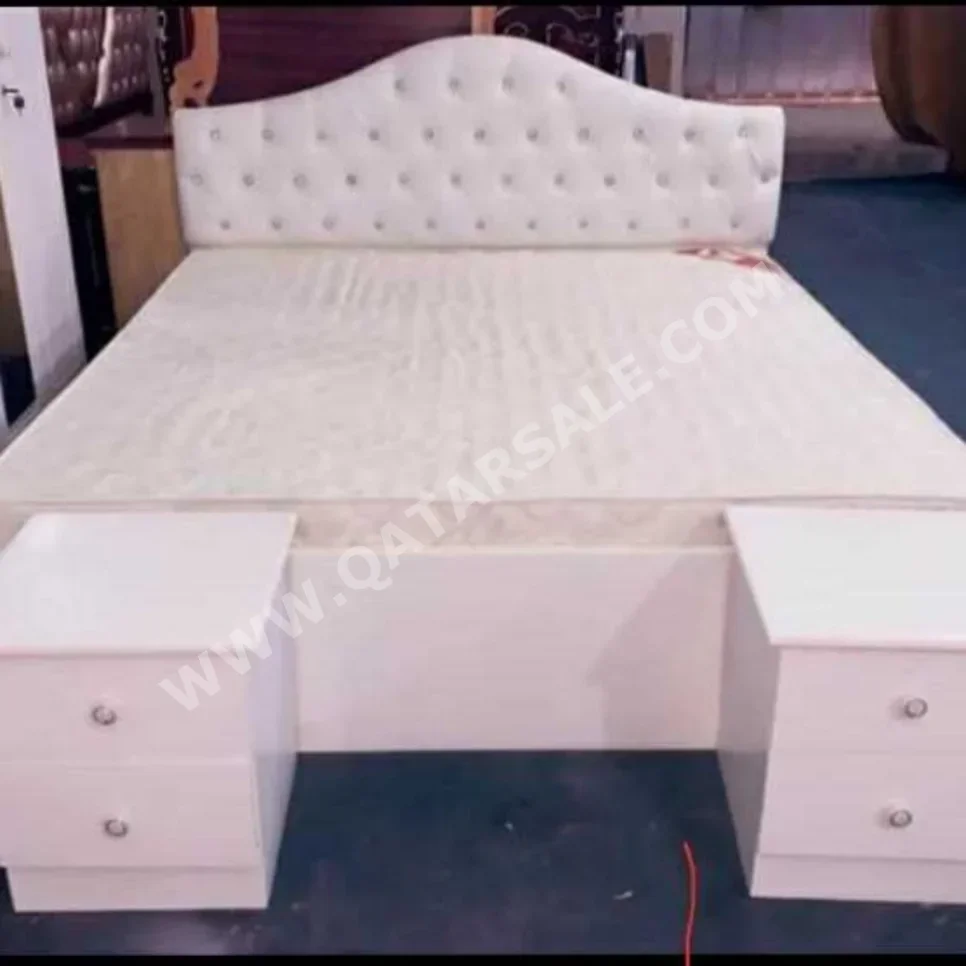 Beds - King  - White  - Mattress Included  - With Bedside Table