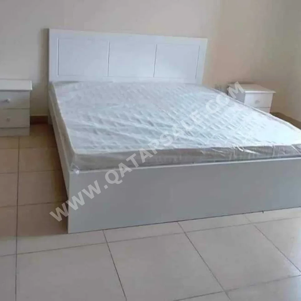 Beds - King  - White  - Mattress Included  - With Bedside Table