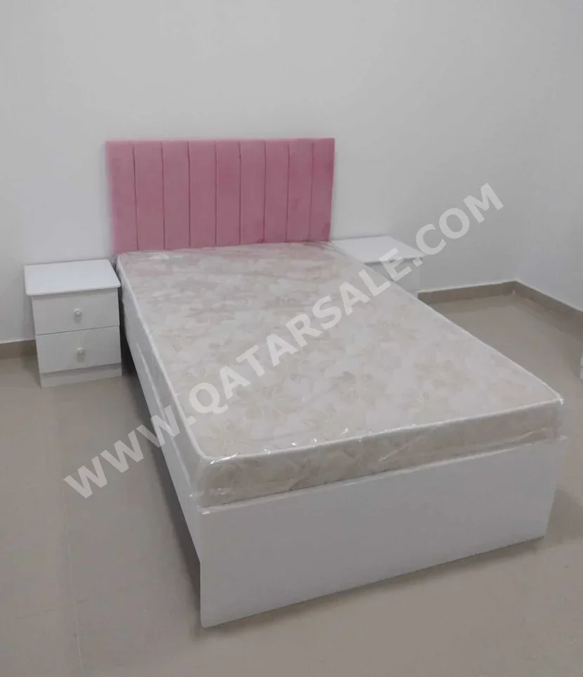 Beds - Single  - Pink  - Mattress Included  - With Bedside Table