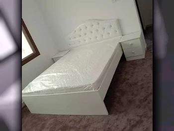 Beds - Queen  - White  - Mattress Included  - With Bedside Table