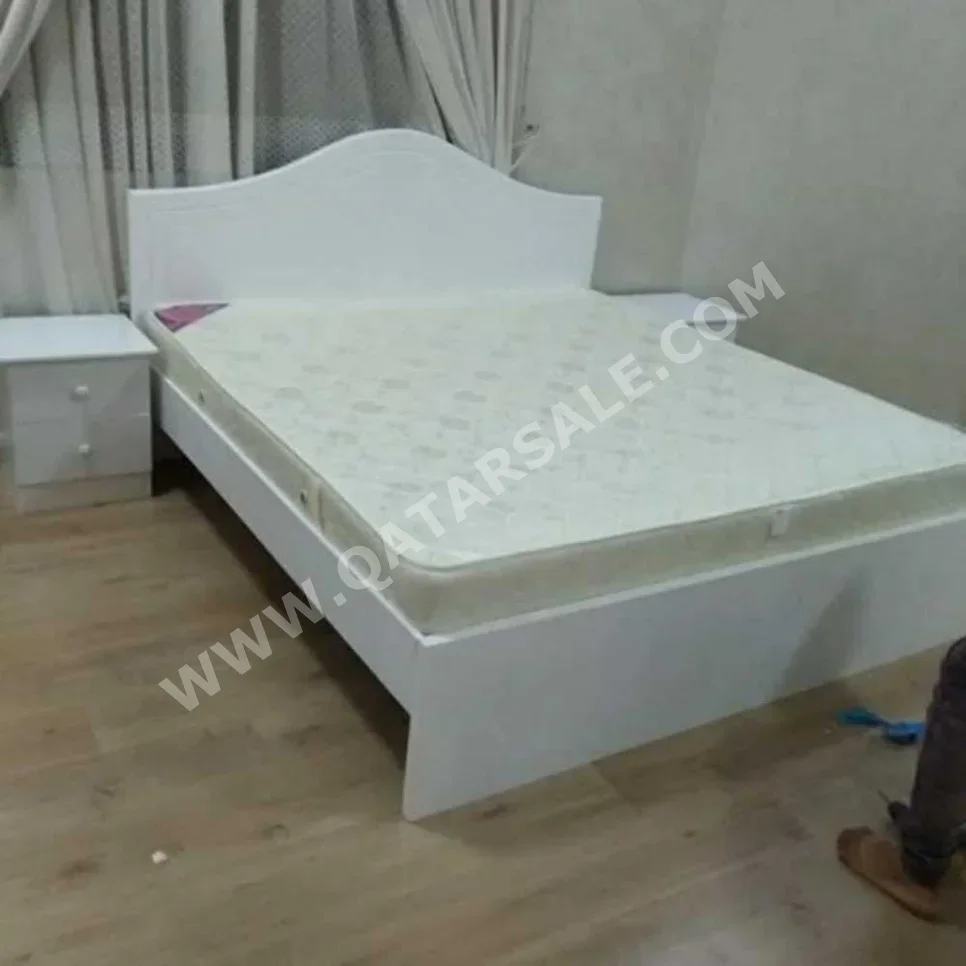 Beds - King  - White  - Mattress Included  - With Bedside Table