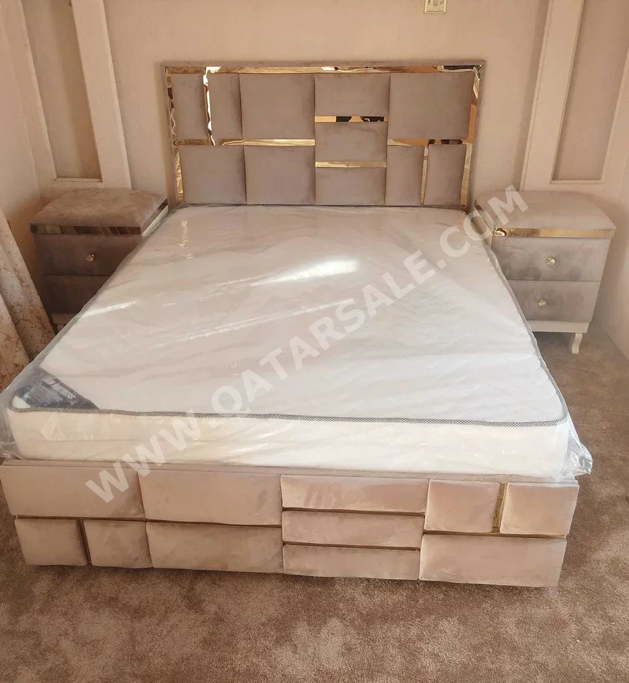 Beds - Queen  - Brown  - Mattress Included  - With Bedside Table