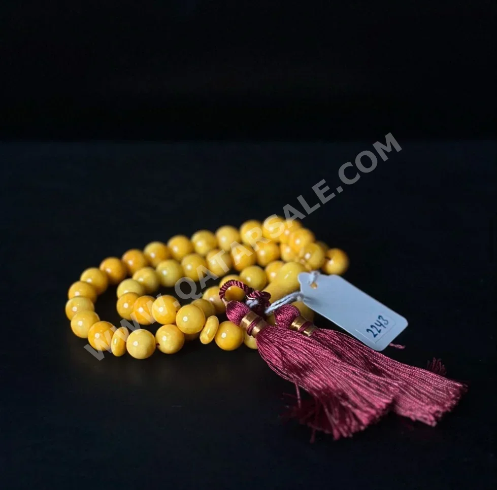 Prayer Beads Amber  Qatar  Yellow  39 g  Oval/Circle