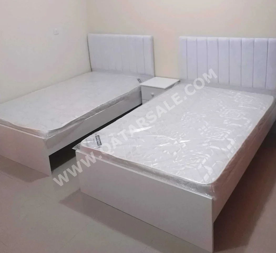 Beds - Single  - White  - Mattress Included  - With Bedside Table