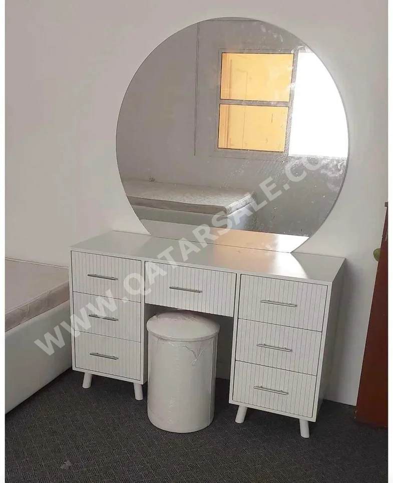 Wardrobes & Dressers - Doha Furniture  - Dressing Table, Mirror, Chair & 2 Shelving Units  - White