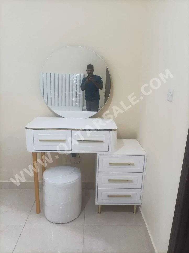 Wardrobes & Dressers - Doha Furniture  - Dressing Table, Mirror, Chair & 2 Shelving Units  - White