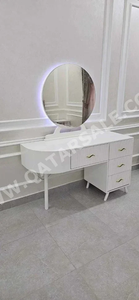 Wardrobes & Dressers - Doha Furniture  - Dressing Table, Mirror, Chair & 2 Shelving Units  - White