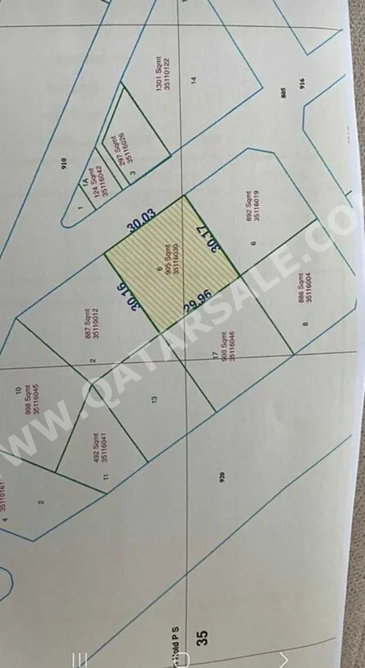 Lands For Sale in Doha  - Fereej Kulaib  -Area Size 905 Square Meter