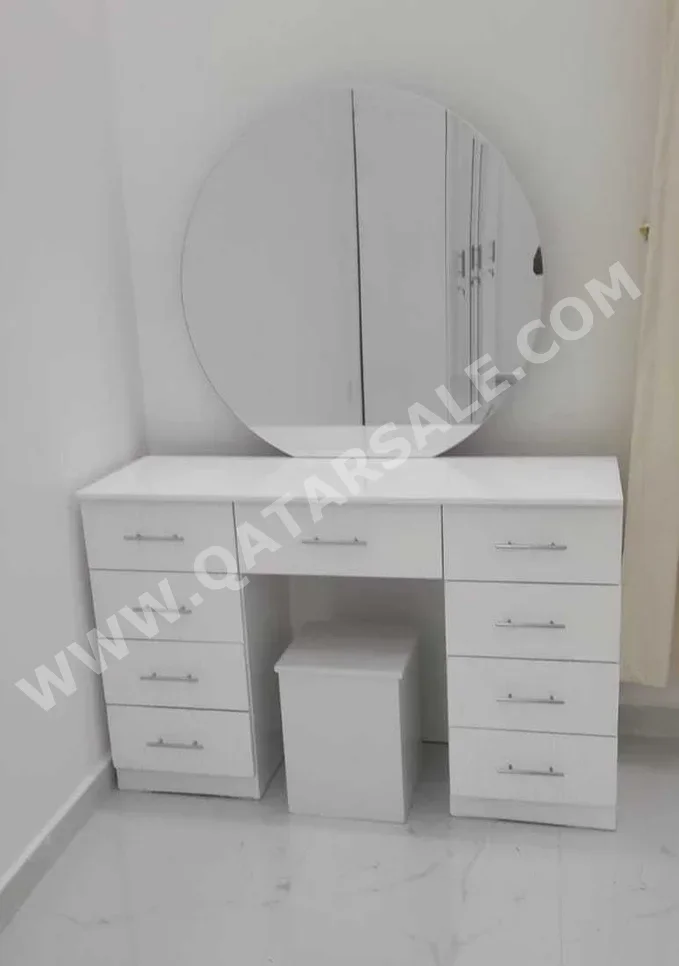 Wardrobes & Dressers - Doha Furniture  - Dressing Table, Mirror, Chair & 2 Shelving Units  - White