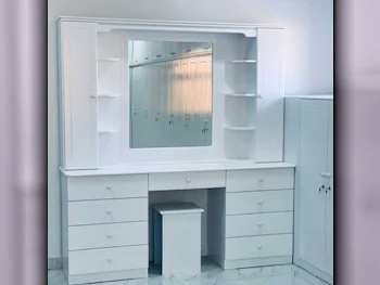 Wardrobes & Dressers - Doha Furniture  - Dressing Table, Mirror, Chair & 2 Shelving Units  - White