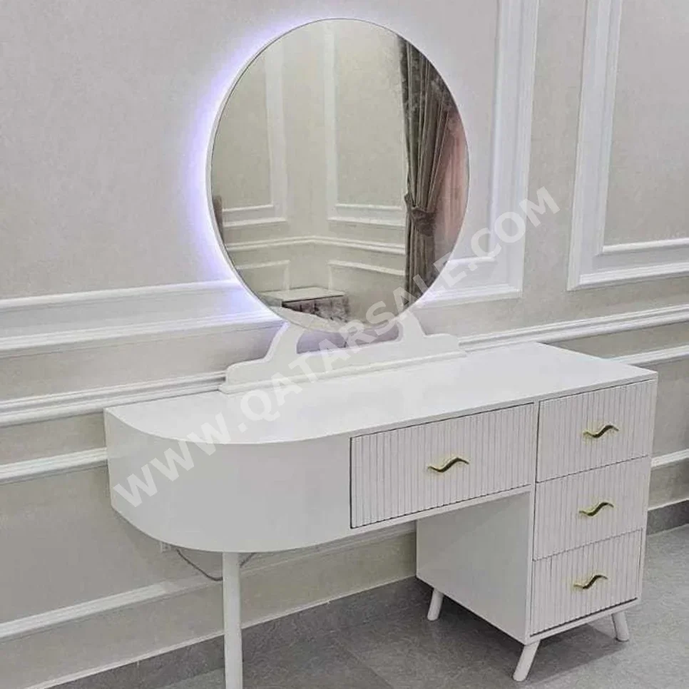 Wardrobes & Dressers - Doha Furniture  - Dressing Table, Mirror, Chair & 2 Shelving Units  - White