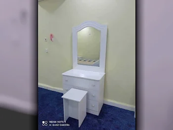 Wardrobes & Dressers - Doha Furniture  - Dressing Table, Mirror, Chair & 2 Shelving Units  - White