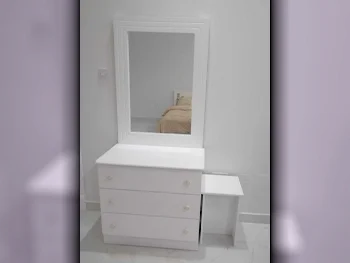 Wardrobes & Dressers - Doha Furniture  - Dressing Table, Mirror, Chair & 2 Shelving Units  - White