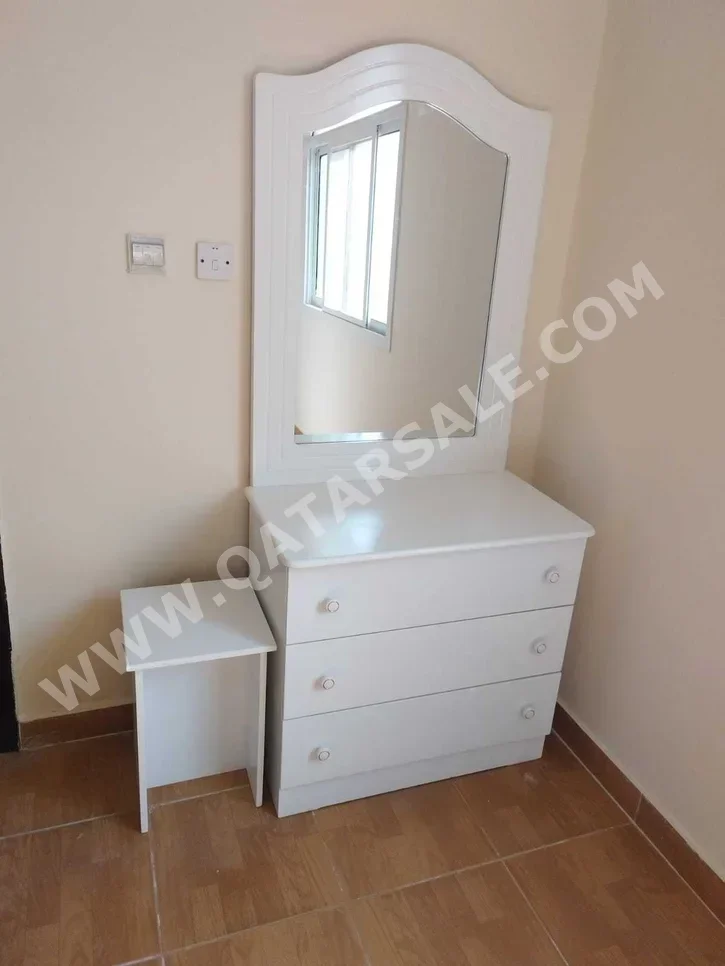 Wardrobes & Dressers - Doha Furniture  - Dressing Table, Mirror, Chair & 2 Shelving Units  - White