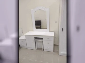 Wardrobes & Dressers - Doha Furniture  - Dressing Table, Mirror, Chair & 2 Shelving Units  - White