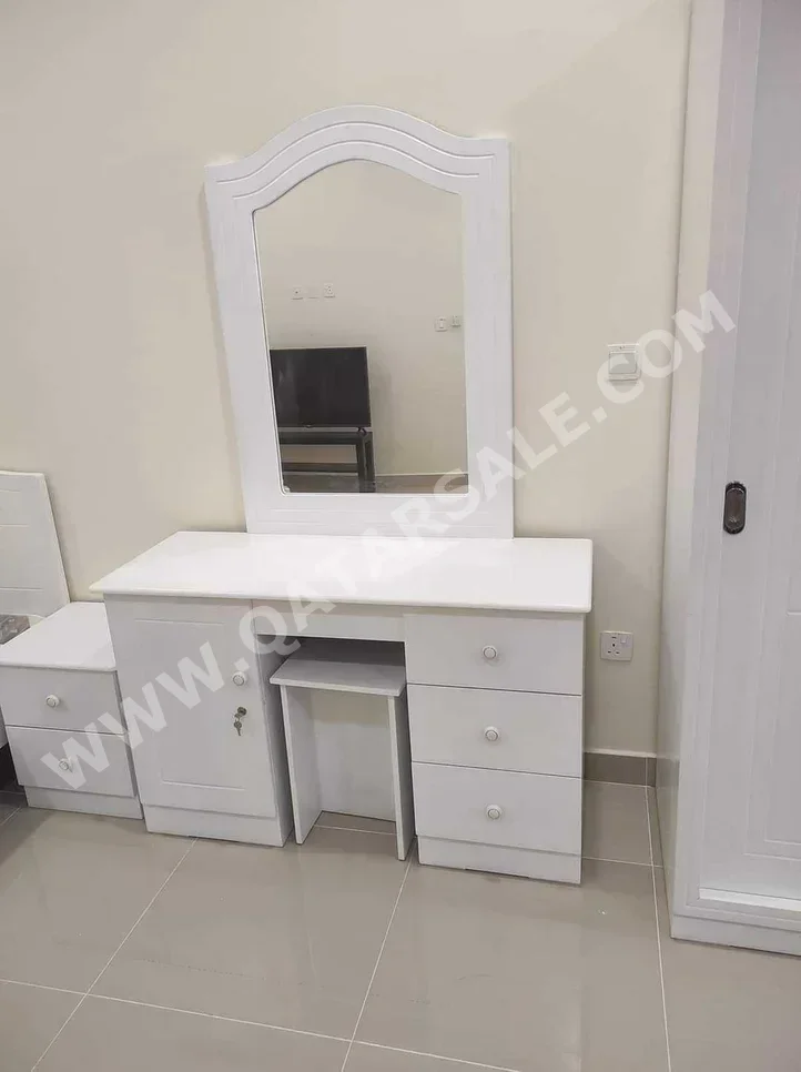 Wardrobes & Dressers - Doha Furniture  - Dressing Table, Mirror, Chair & 2 Shelving Units  - White