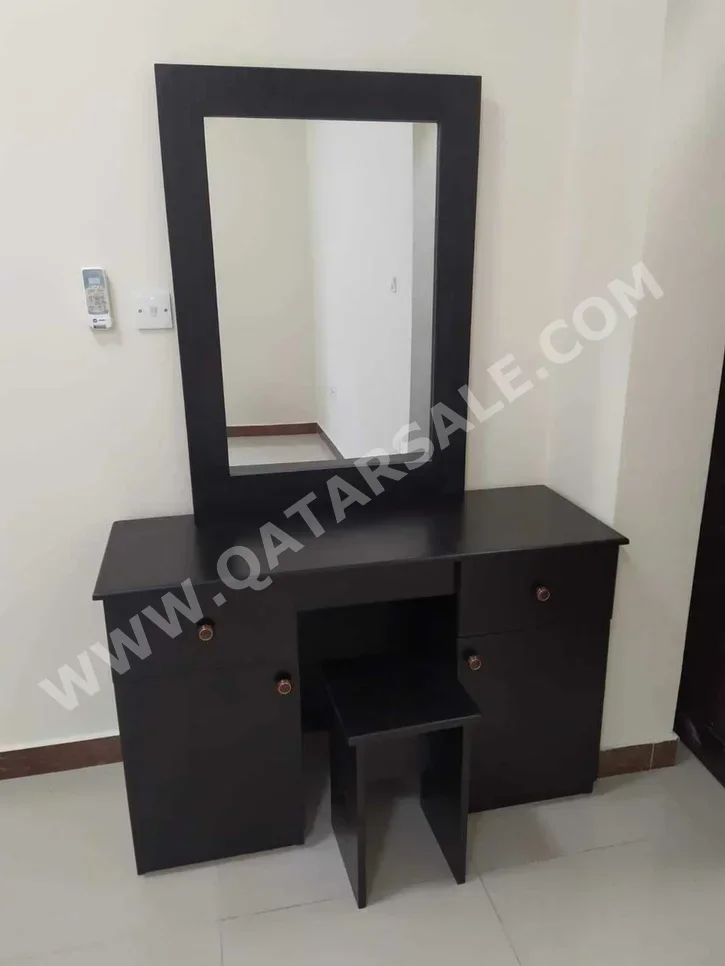 Wardrobes & Dressers - Doha Furniture  - Dressing Table, Mirror, Chair & 2 Shelving Units  - Brown