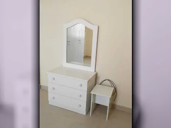 Wardrobes & Dressers - Doha Furniture  - Dressing Table, Mirror, Chair & 2 Shelving Units  - White