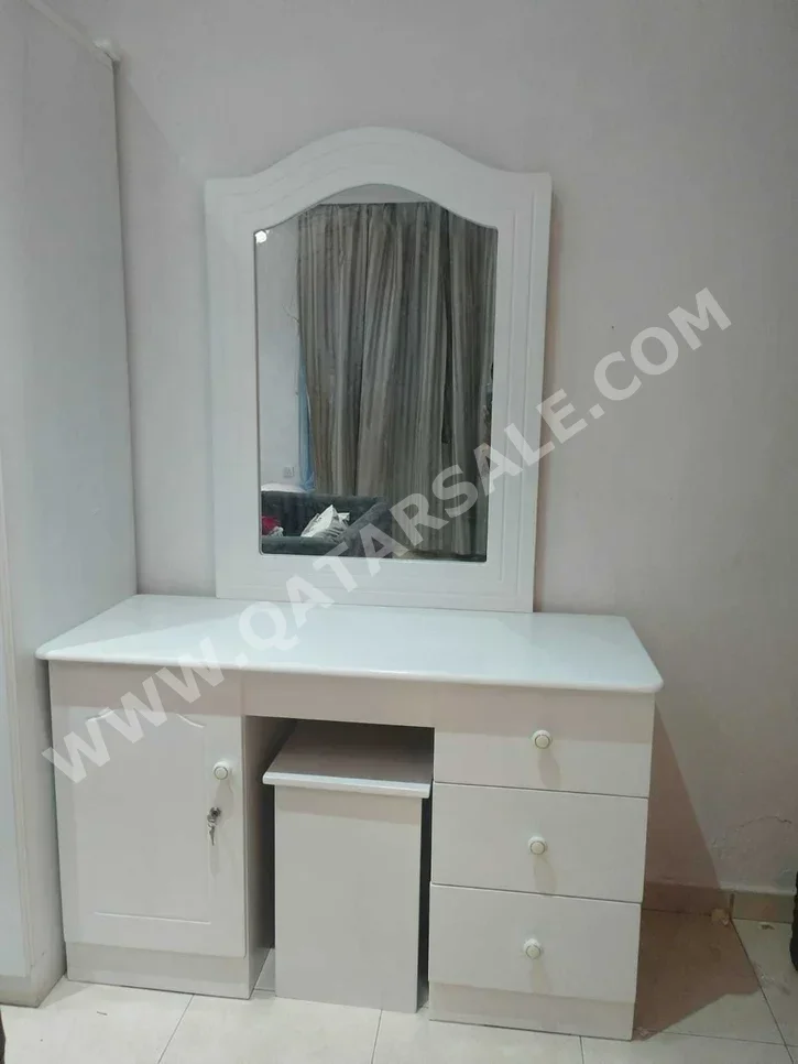 Wardrobes & Dressers - Doha Furniture  - Dressing Table, Mirror, Chair & 2 Shelving Units  - White