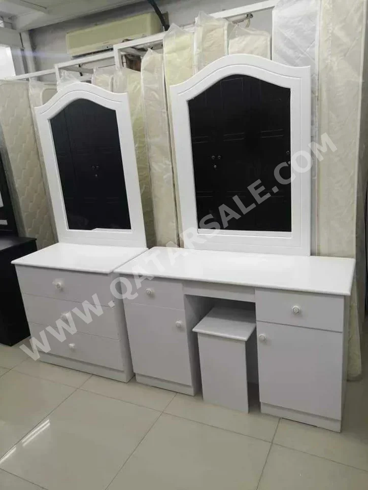 Wardrobes & Dressers - Doha Furniture  - Dressing Table, Mirror, Chair & 2 Shelving Units  - White