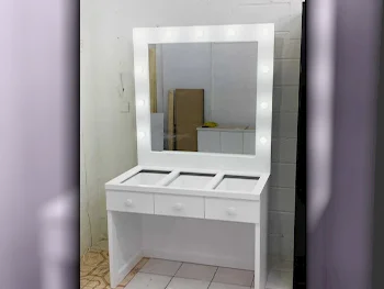 Wardrobes & Dressers - Doha Furniture  - Dressing Table, Mirror, Chair & 2 Shelving Units  - White