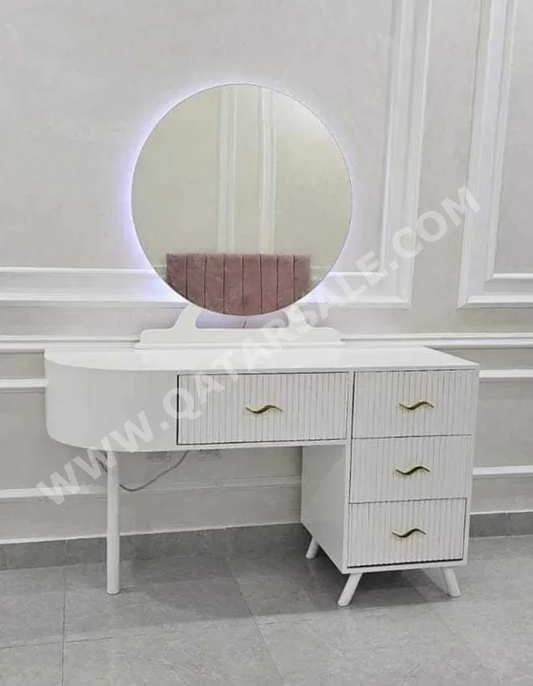 Wardrobes & Dressers - Doha Furniture  - Dressing Table, Mirror, Chair & 2 Shelving Units  - White