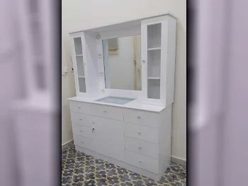 Wardrobes & Dressers - Doha Furniture  - Dressing Table, Mirror, Chair & 2 Shelving Units  - White