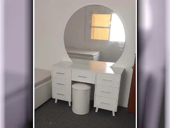 Wardrobes & Dressers - Doha Furniture  - Dressing Table, Mirror, Chair & 2 Shelving Units  - White