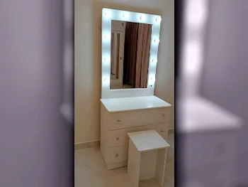 Wardrobes & Dressers - Doha Furniture  - Dressing Table, Mirror, Chair & 2 Shelving Units  - White