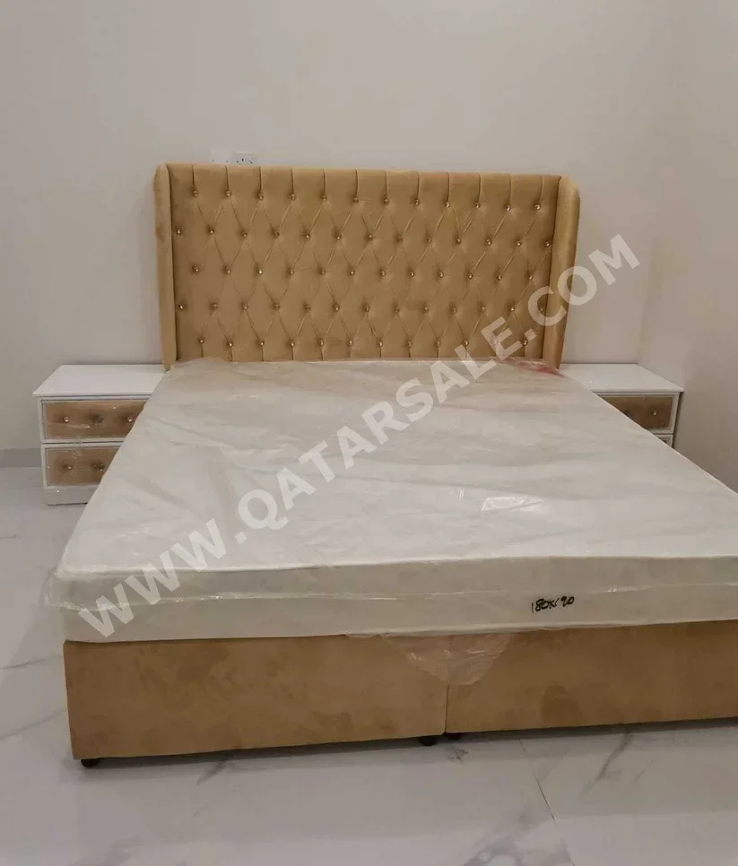 Beds - King  - Yellow  - Mattress Included  - With Bedside Table