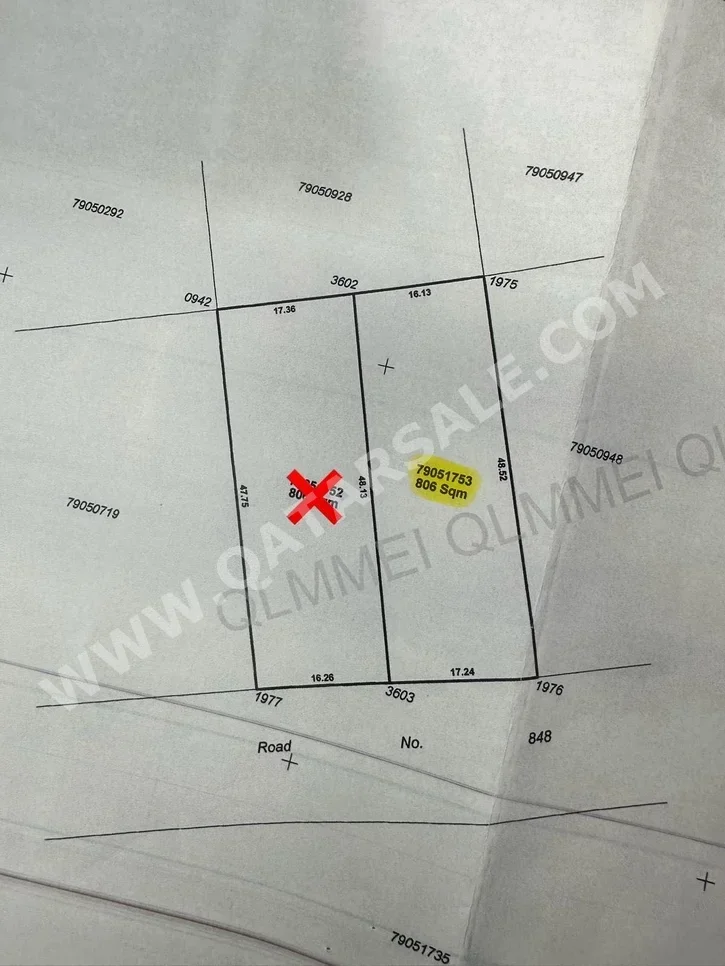 Lands For Sale in Al Shamal  - Al Ruwais  -Area Size 806 Square Meter