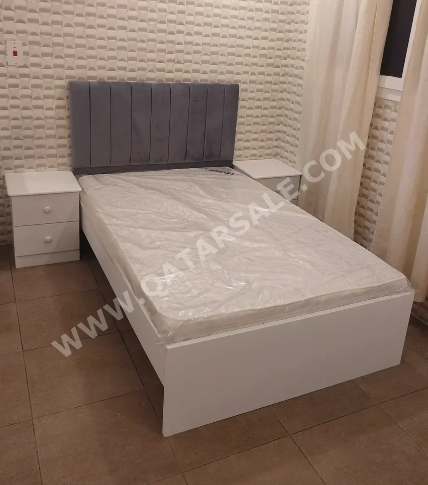 Beds - Single  - Gray  - Mattress Included  - With Bedside Table