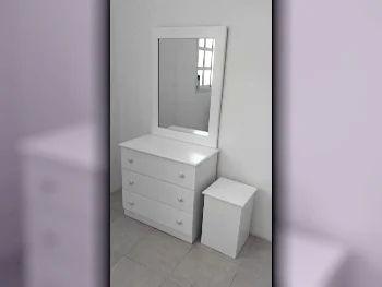 Wardrobes & Dressers - Doha Furniture  - Dressing Table, Mirror, Chair & 2 Shelving Units  - White