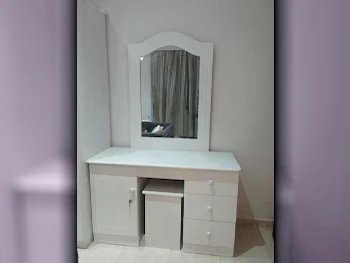 Wardrobes & Dressers - Doha Furniture  - Dressing Table, Mirror, Chair & 2 Shelving Units  - White