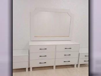 Wardrobes & Dressers - Doha Furniture  - Dressing Table, Mirror, Chair & 2 Shelving Units  - White