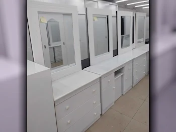 Wardrobes & Dressers - Doha Furniture  - Dressing Table, Mirror, Chair & 2 Shelving Units  - White