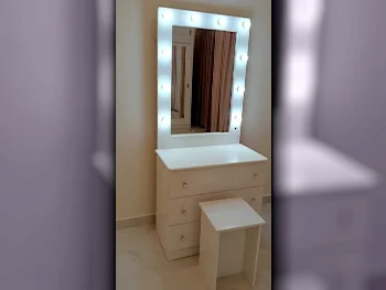 Wardrobes & Dressers - Doha Furniture  - Dressing Table, Mirror, Chair & 2 Shelving Units  - White