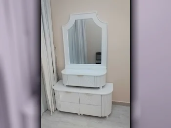 Wardrobes & Dressers - Doha Furniture  - Dressing Table, Mirror, Chair & 2 Shelving Units  - White