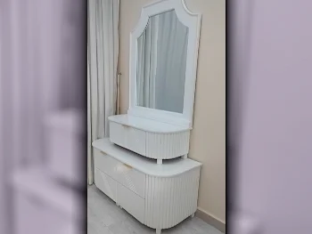 Wardrobes & Dressers - Doha Furniture  - Dressing Table, Mirror, Chair & 2 Shelving Units  - White