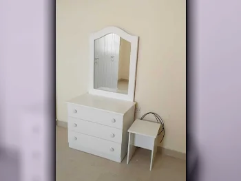 Wardrobes & Dressers - Doha Furniture  - Dressing Table, Mirror, Chair & 2 Shelving Units  - White