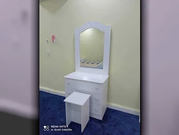 Wardrobes & Dressers - Doha Furniture  - Dressing Table, Mirror, Chair & 2 Shelving Units  - White