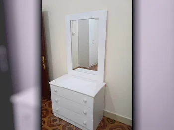 Wardrobes & Dressers - Doha Furniture  - Dressing Table, Mirror, Chair & 2 Shelving Units  - White