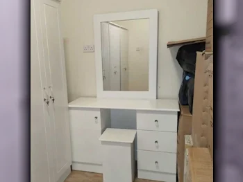 Wardrobes & Dressers - Doha Furniture  - Dressing Table, Mirror, Chair & 2 Shelving Units  - White