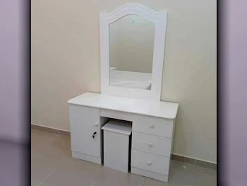 Wardrobes & Dressers - Doha Furniture  - Dressing Table, Mirror, Chair & 2 Shelving Units  - White