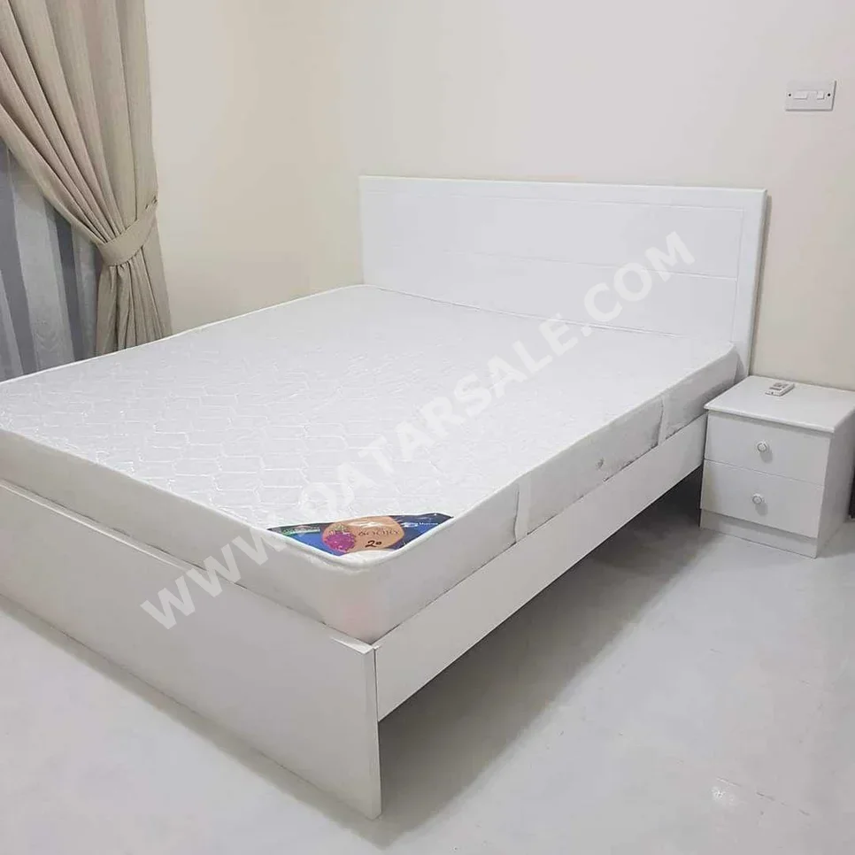 Beds - King  - White  - Mattress Included  - With Bedside Table