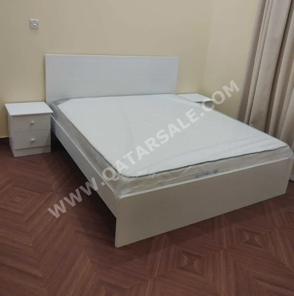 Beds - King  - White  - Mattress Included  - With Bedside Table