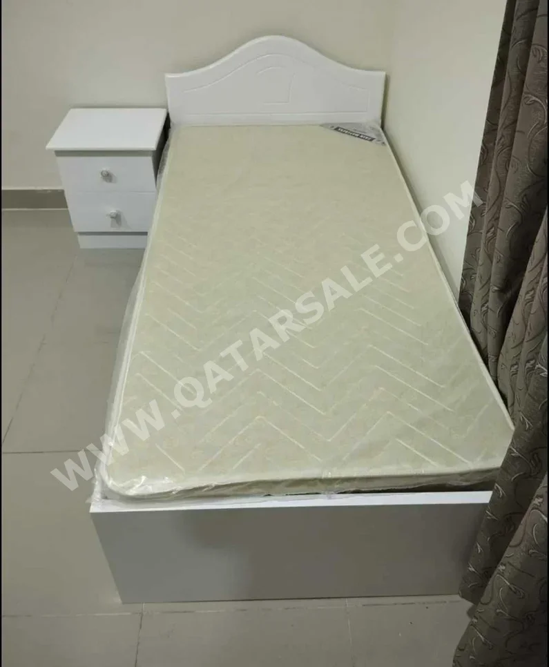 Beds - Single  - White  - Mattress Included  - With Bedside Table