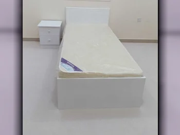 Beds - Single  - White  - Mattress Included  - With Bedside Table