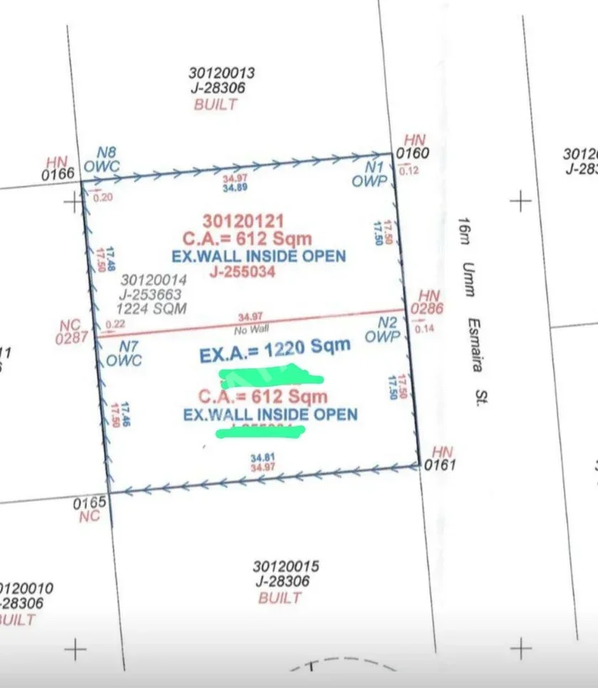 Lands For Sale in Doha  - Al Duhail  -Area Size 612 Square Meter