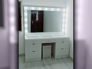 Wardrobes & Dressers - Doha Furniture  - Dressing Table, Mirror, Chair & 2 Shelving Units  - White